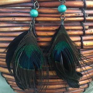 Peacock Feather Earrings.